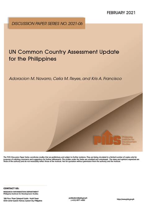 UN Common Country Assessment Update for the Philippines.